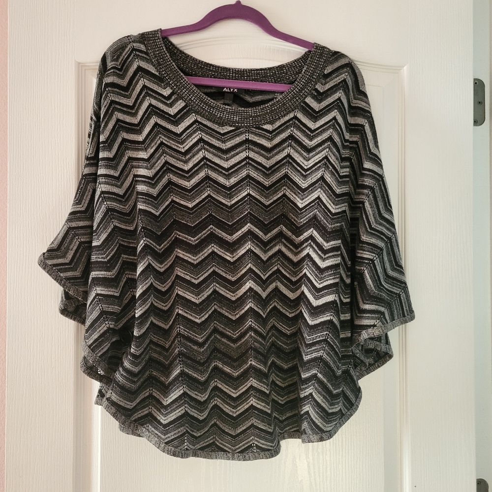 Batwing zig zag poncho sweater.